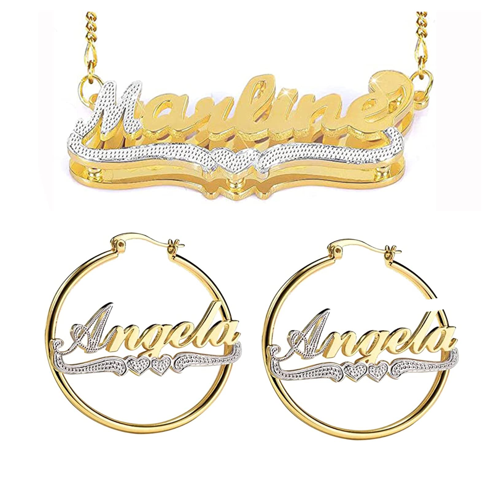 Custom Double Copper Jewelry Pendant Name Necklace